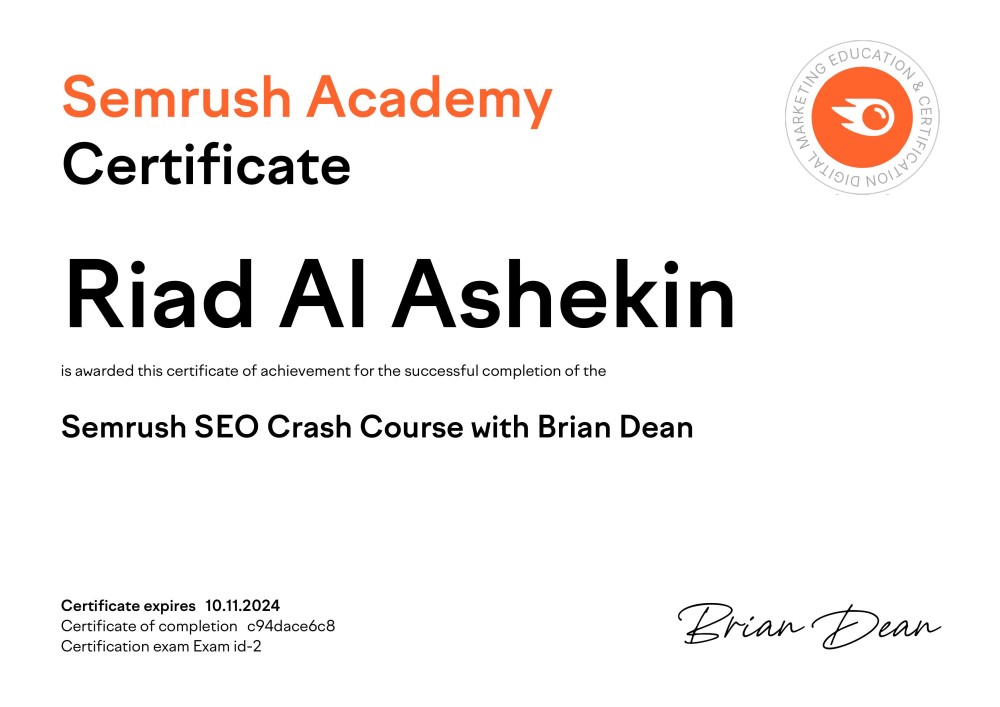 Semrush SEO Certified
